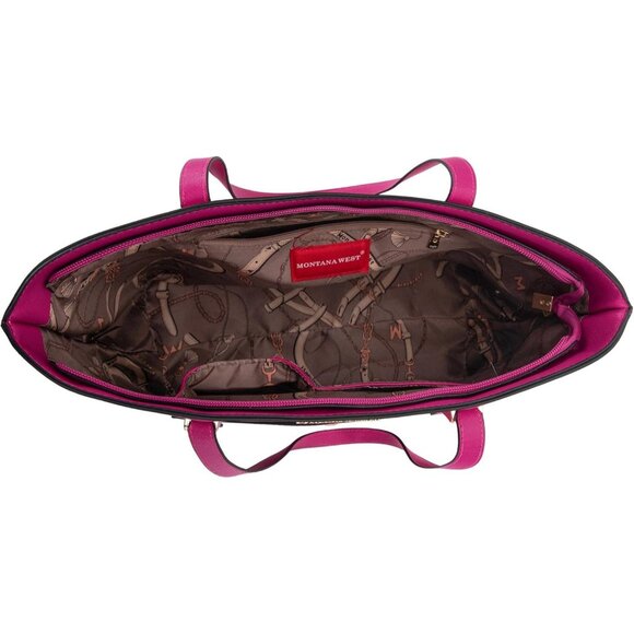 Women’s Hot Pink 3PCS Purses Set - Tote Bag, Wallet & Shoulder Satchel Handbags - Picture 5 of 6